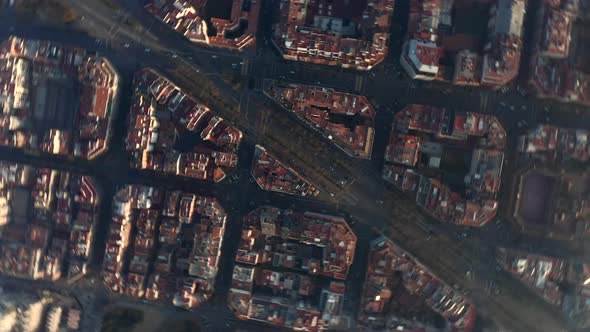 Top Down Rotating Footage of Blocks of Buildings and Streets in Urban ...