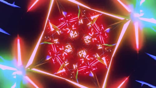 Neon lights form geometric shape