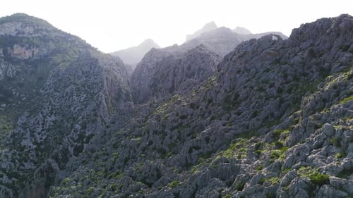 Felsenschlucht aus der Luft Torrent De Pareis, Spanien.