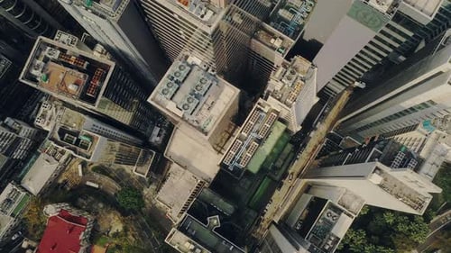 Aerial view, city and urban skyline with buildings, architecture or infrastructure for development