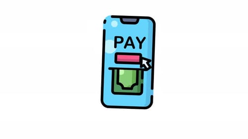 Mobile Payment Icon Animation with Smartphone and Money
