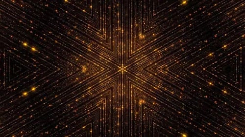 Golden Glittering Geometric Kaleidoscope Background Loop