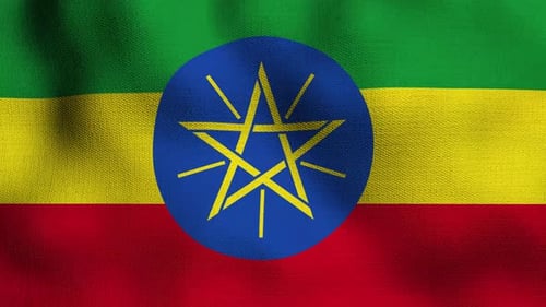 Seamless Loop of Waving Ethiopian Flag with Fabric Texture