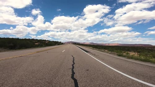 Driving Plate Front Facing POV Utah Desert Car Driving Action Camera Kanab America Desert Highway Bl