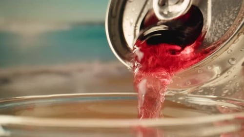 Opening Soda or Beer Can Macro Close Up of Can Pull Tab Opening Watering Refreshment Hand Open