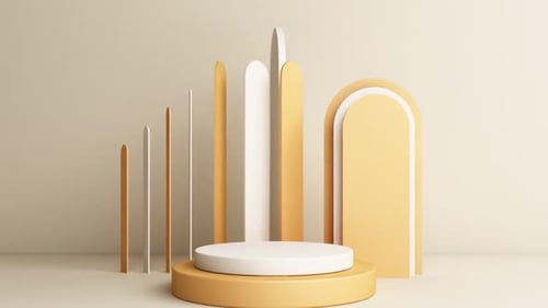 Modern Abstract Geometric Composition in Yellow and White