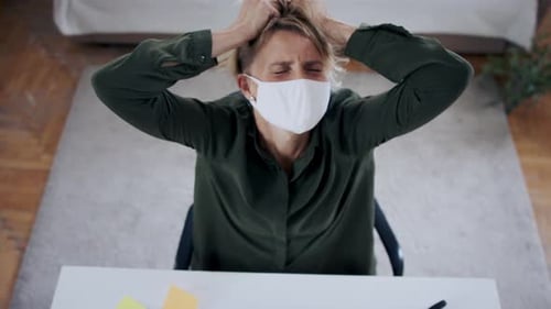 Top View of Woman Indoors in Office Feeling Stressed Mental Health And