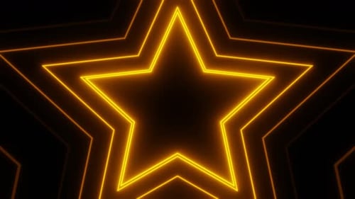 Gold Neon Star Tunnel Loop Animation Background