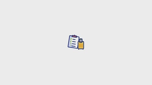 Animated Travel Planning Icons with Checklist and Suitcase