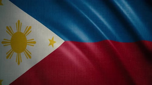 Waving Philippine Flag with Fabric Texture Seamless Loop