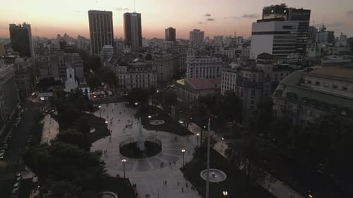 Aerial Panoramic View Above Plaza de Mayo City Square Buenos aires Argentina Cabildo Main Square His