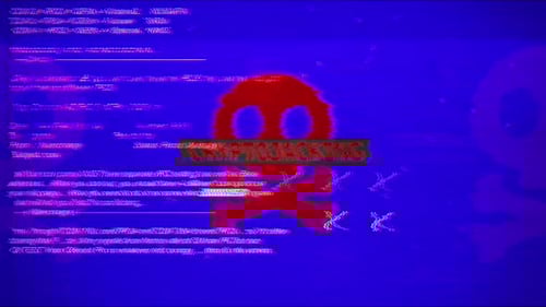 Texto de aviso de cryptojacking na tela de fundo de hacking