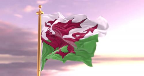Wales Flag Waving In The Wind – 4K Cinematic Animation