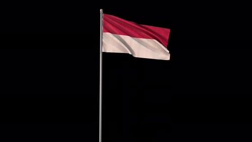 Waving Indonesian Flag with Transparent Background