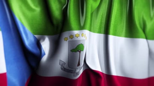 Equatorial Guinea National Flag Realistic Waving Animation