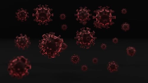 Red 3D Virus Particles Floating Medical Science Background