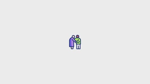 Animated Icon of Two People Hugging in Flat Design Style