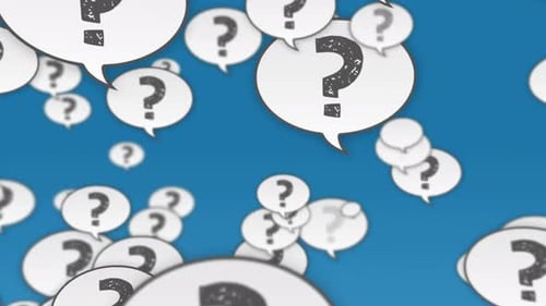 Animated Question Mark Speech Bubbles Floating Blue Background