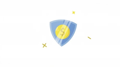 money protection shield icon animation video