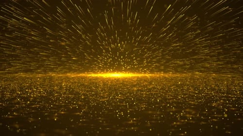 Golden Shimmering Particles Radiating Light Background