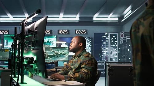 Soldier Doing Job in HQ Base of Operations Engage Enemy Forces