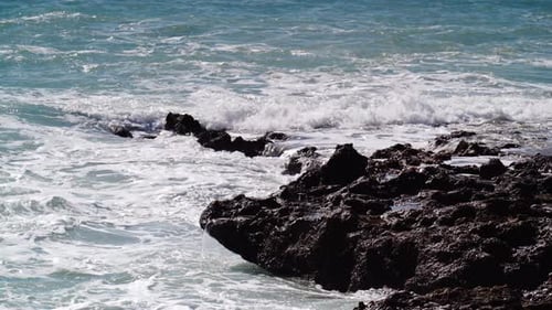 Sea Waves And Stone Rocky Shore