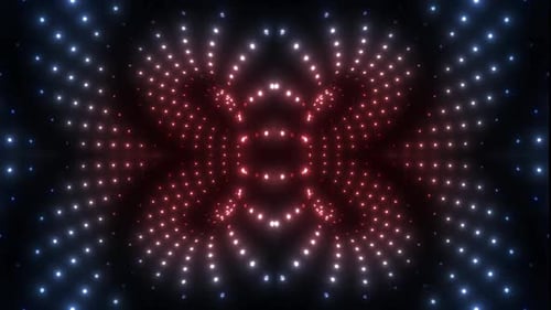 Dynamic LED light show with vibrant colors and abstract geometric design