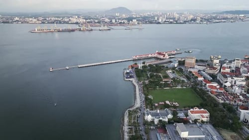 George Town City multicultural capital of the Malaysian island of Penang Aerial View