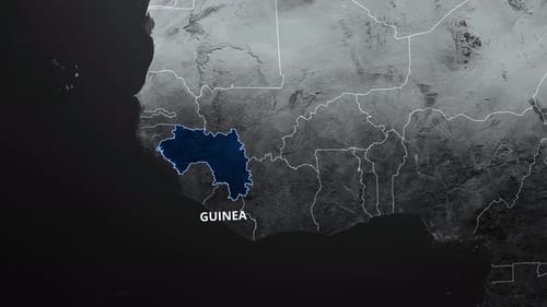 Guinea Country Map Highlight and Text Reveal Animation