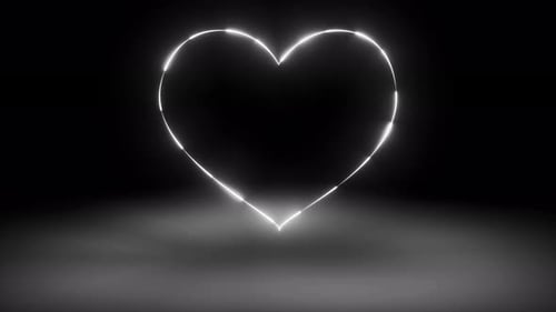 Pulsing Neon Heart Outline Reveal Animation