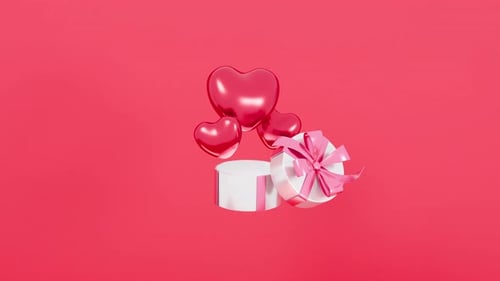 Romantic Gift Box Reveal with Floating Hearts