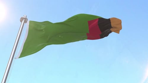 Realistic Waving Zambia Flag Loop Animation