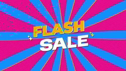 Animated Flash Sale Burst Title in Retro Pop Art Style
