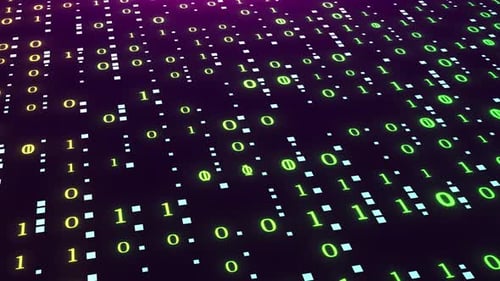 Computer Binary Number Animation. Digital Matrix Green Binary Code Animation, High Tech Computer