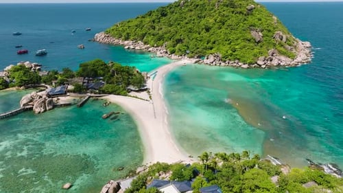 Lush Island Landscape with Turquoise Sea and White Sand Ko Nang Yuan Thailand