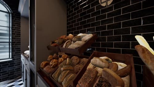 Assorted Array of Bread in Display Case