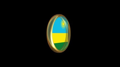 Rwanda Flag Golden 3D Rotating Badge Animation