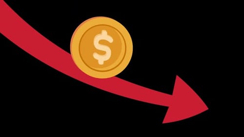 us financial economy crisis with us dollar falling down alpha channel animation