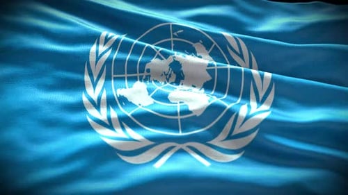 United Nations Flag Waving Realistic Loop Animation