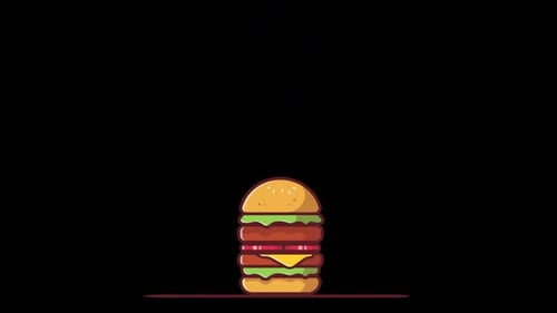 Fast Food Burger Falling On Alpha Channel
