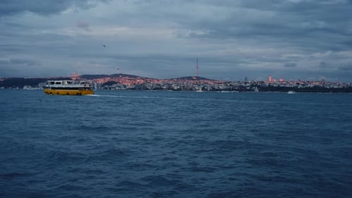 Ferry Crossing Ocean in Europe