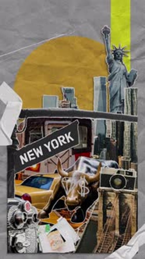 New York Urban Mixed Media Travel Poster