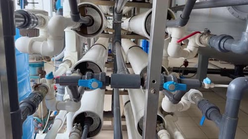 Industrial Osmotic Plant for Fine Water Purification Closeup