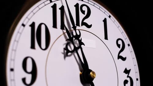 Close Up White Analog Clock Face Time Lapse With Fast Spinning Hands