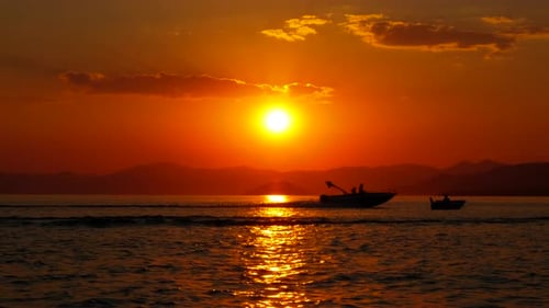 Fisherman Going on River in Dusk