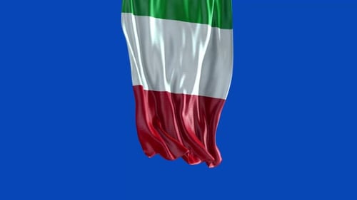 Realistic Waving Italian Flag Animation on Blue Screen
