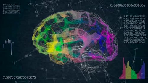 Vibrant data visualization globe with dynamic network connections and charts