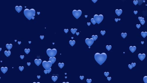 Animated Blue Hearts Floating Upwards Seamless Loop Background