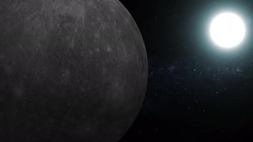 Rotating Planet and Bright Star in Deep Space