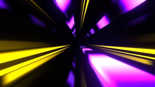 Yellow And Purple Striped Abstract Endless Neon Tunnel Background Vj Loop I 4K